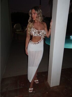 Made by Mel white seashell cutout dress